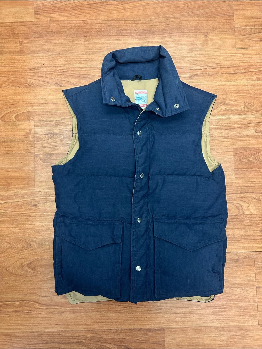 Vintage 1970s Frostline Kit Down Puffer Vest Mens Small Blue Broomfield Colorado